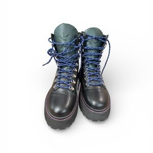 Larroude Jordan Black Leather Platform Combat Boots 8